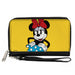 Women's PU Zip Around Wallet Rectangle - Minnie Style Smiling Pose Yellow Clutch Zip Around Wallets Disney   