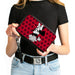 Women's PU Zip Around Wallet Rectangle - Vintage Minnie Mouse Over the Shoulder Pose Dots Reds Black White Clutch Zip Around Wallets Disney   
