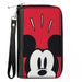 Women's PU Zip Around Wallet Rectangle - Mickey Mouse Shocked Face Close-Up Red Clutch Zip Around Wallets Disney   