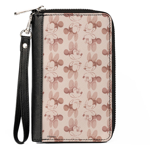 Women's PU Zip Around Wallet Rectangle - Minnie Mouse Expression Reflections Pinks Clutch Zip Around Wallets Disney   