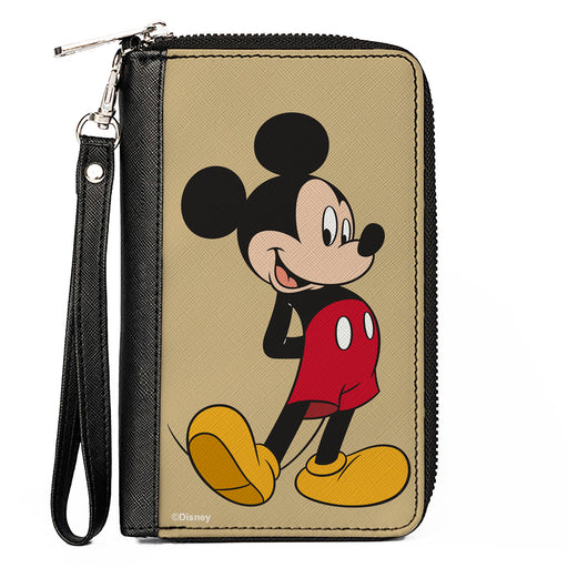 PU Zip Around Wallet Rectangle - Classic Mickey Mouse Standing Pose Yellow Clutch Zip Around Wallets Disney   