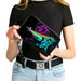 PU Zip Around Wallet Rectangle - Lightyear Buzz and Zurg Spaceship Pose Black Teal Purple Clutch Zip Around Wallets Disney   