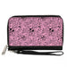 PU Zip Around Wallet Rectangle - Mickey Mouse Icon Doodles Collage Pink/Black Clutch Zip Around Wallets Disney   