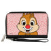 PU Zip Around Wallet Rectangle - Disney Chip n' Dale Dale Smiling Pose Sprinkle Pink Red Clutch Zip Around Wallets Disney   