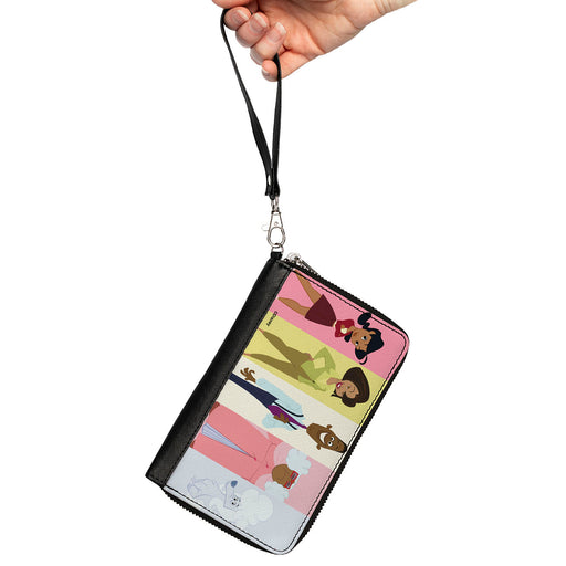 PU Zip Around Wallet Rectangle - The Proud Family Pose Blocks Multi Pastel Clutch Zip Around Wallets Disney   