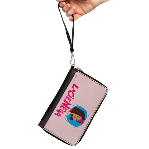 PU Zip Around Wallet Rectangle - The Proud Family LACIENEGA Pose Beige/Pink Clutch Zip Around Wallets Disney   