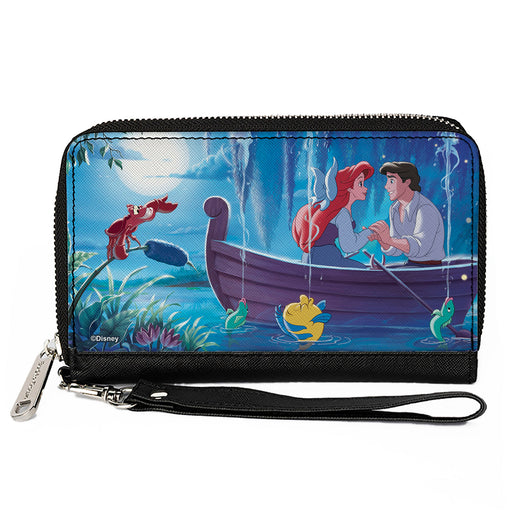 PU Zip Around Wallet Rectangle - The Little Mermaid Ariel and Eric Kiss the Girl Scene Clutch Zip Around Wallets Disney   