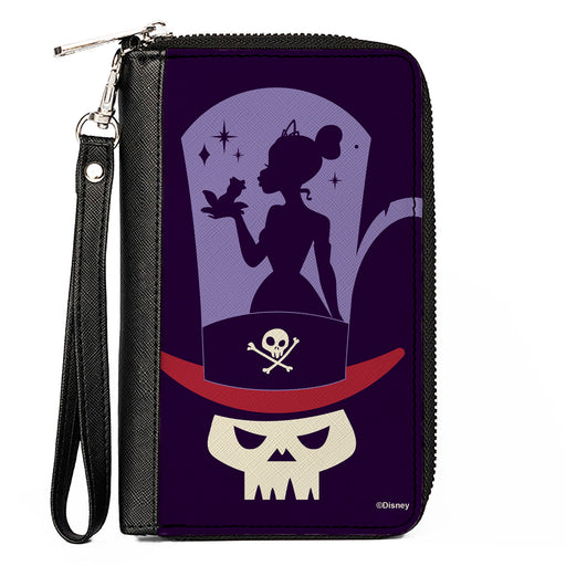 PU Zip Around Wallet Rectangle - The Princess and the Frog Dr. Facilier Tiana Top Hat Clutch Zip Around Wallets Disney   