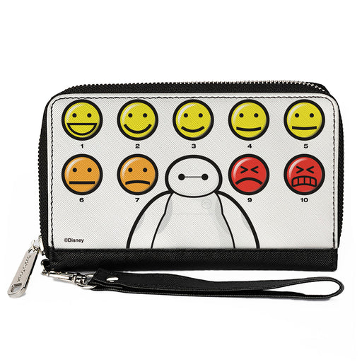 PU Zip Around Wallet Rectangle - Big Hero 6 Baymax Pain Scale Expressions White/Black/Multi Color Clutch Zip Around Wallets Disney   