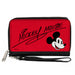 PU Zip Around Wallet Rectangle - Mickey Mouse Autograph and Smiling Face Red/Black Clutch Zip Around Wallets Disney   