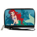 PU Zip Around Wallet Rectangle - The Little Mermaid Ariel Reef Pose Blues Clutch Zip Around Wallets Disney   