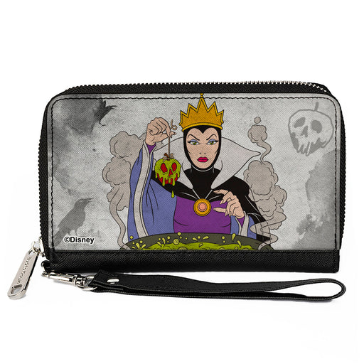 PU Zip Around Wallet Rectangle - Snow White's Evil Queen Cauldron Pose Clutch Zip Around Wallets Disney   