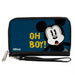 PU Zip Around Wallet Rectangle - Mickey Mouse OH BOY! Pose Weathered Blue/Gold Clutch Zip Around Wallets Disney   
