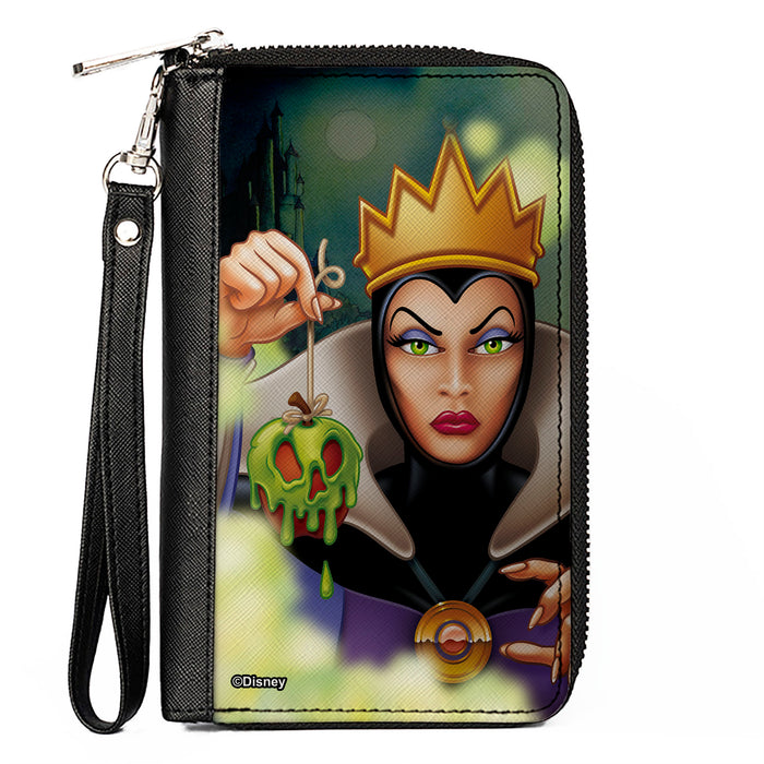 PU Zip Around Wallet Rectangle - The Evil Queen Poisoned Apple Pose Clutch Zip Around Wallets Disney   