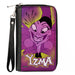 PU Zip Around Wallet Rectangle - YZMA Smiling Pose + Fish Icon Fuschias/Yellows Clutch Zip Around Wallets Disney   