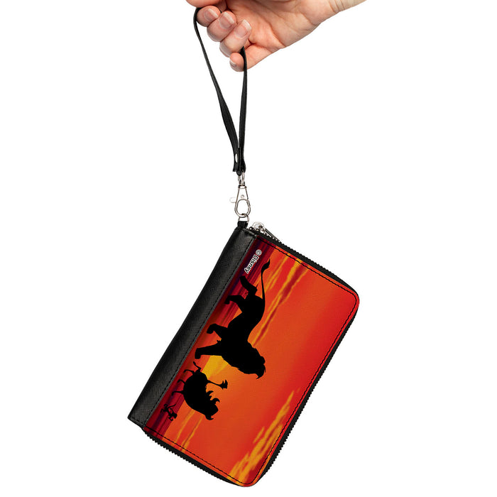 PU Zip Around Wallet Rectangle - The Lion King Hakuna Matata Simba Pumbaa Timon Sunset Silhouette Reds/Black Clutch Zip Around Wallets Disney   