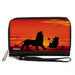 PU Zip Around Wallet Rectangle - The Lion King Hakuna Matata Simba Pumbaa Timon Sunset Silhouette Reds/Black Clutch Zip Around Wallets Disney   