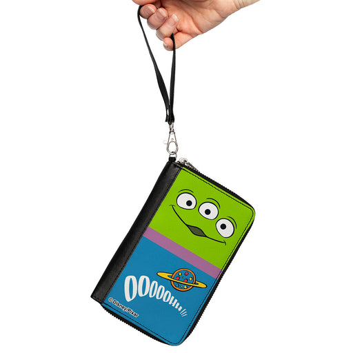 PU Zip Around Wallet Rectangle - Toy Story Alien OOOOOHH!!! Character Close-Up Green/Purple/Blue Clutch Zip Around Wallets Disney   