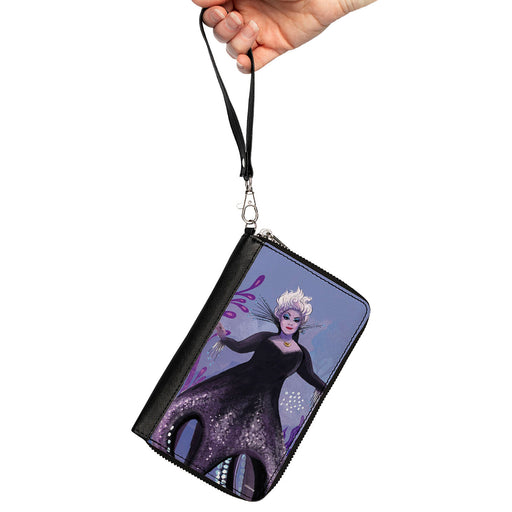 PU Zip Around Wallet Rectangle - The Little Mermaid Ursula Full Body Pose Purples Clutch Zip Around Wallets Disney   