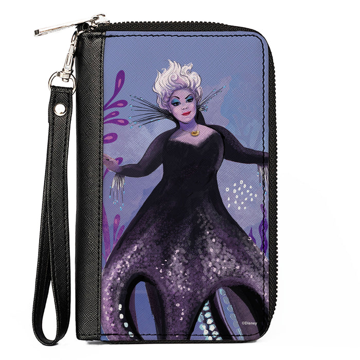 PU Zip Around Wallet Rectangle - The Little Mermaid Ursula Full Body Pose Purples Clutch Zip Around Wallets Disney   