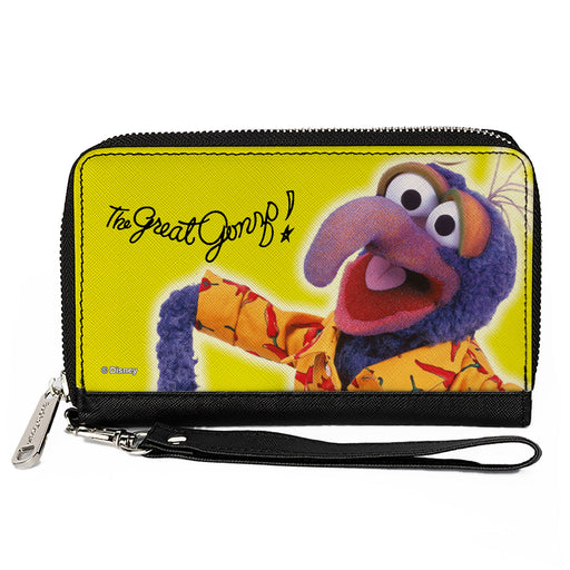 PU Zip Around Wallet Rectangle - The Muppets THE GREAT GONZO Portrait Pose Yellow Clutch Zip Around Wallets Disney   