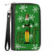 PU Zip Around Wallet Rectangle - Elf Buddy the Elf Logo Pose Snowflakes Greens/White Clutch Zip Around Wallets Warner Bros. Holiday Movies   
