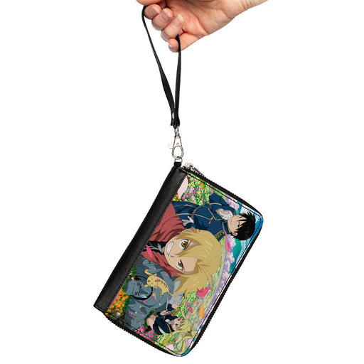 PU Zip Around Wallet Rectangle - Fullmetal Alchemist Brotherhood Four Character and Cat Group Scene Clutch Zip Around Wallets Aniplex of America