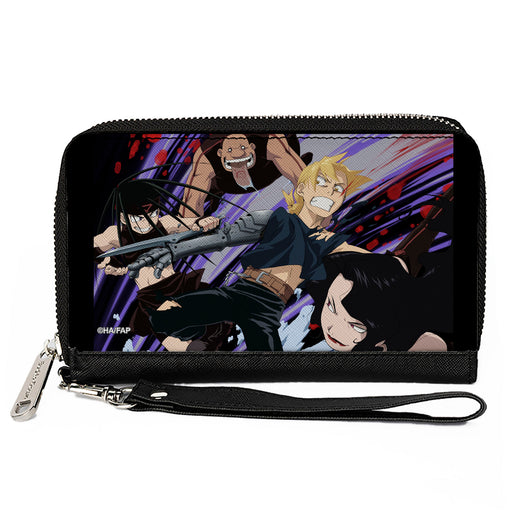 PU Zip Around Wallet Rectangle - Fullmetal Alchemist Brotherhood Edward and Three Homunculi Group Scene Clutch Zip Around Wallets Aniplex of America