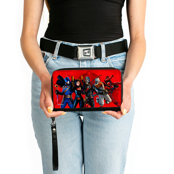 PU Zip Around Wallet Rectangle - GI Joe COBRA Agents Group Pose and Logo Reds Clutch Zip Around Wallets Hasbro