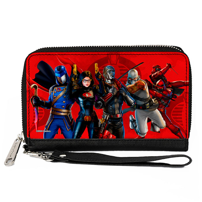 PU Zip Around Wallet Rectangle - GI Joe COBRA Agents Group Pose and Logo Reds Clutch Zip Around Wallets Hasbro