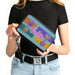 PU Zip Around Wallet Rectangle - FURBY Purple and Orange Mood Blocks and Title Logo Blue/Multi Color Clutch Zip Around Wallets Hasbro   