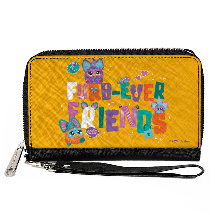 PU Zip Around Wallet Rectangle - Furby FURB-EVER FRIENDS Group Pose Orange/Multi Color Clutch Zip Around Wallets Hasbro   