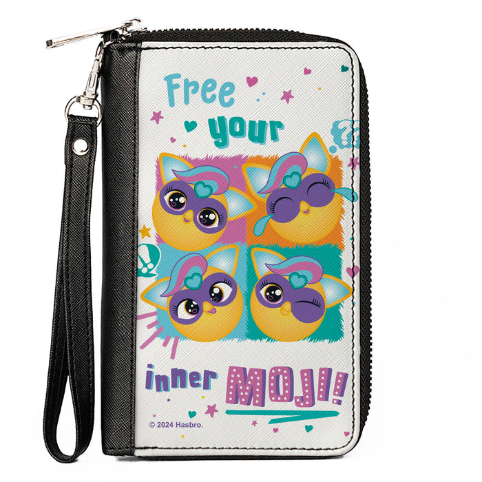 PU Zip Around Wallet Rectangle - Furby Furbmoji FREE YOUR INNER MOJI Expressions White/Multi Color Clutch Zip Around Wallets Hasbro   