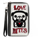 PU Zip Around Wallet Rectangle - Skelanimals Maxx the Bulldog LOVE BITES Pose White/Black/Red Clutch Zip Around Wallets Hasbro   