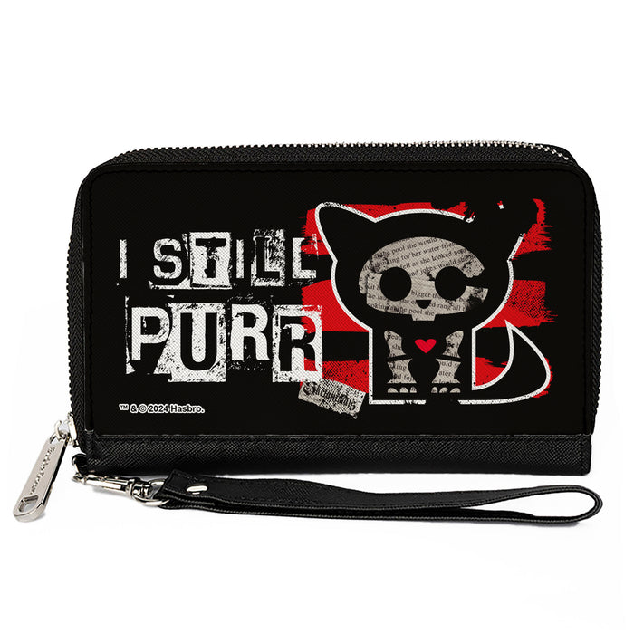 PU Zip Around Wallet Rectangle - Skelanimals Kit the Cat I STILL PURR Pose Red/Black/White Clutch Zip Around Wallets Hasbro   