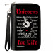 PU Zip Around Wallet Rectangle - Skelanimals Bonita the Unicorn UNICORNS FOR LIFE Pose Black/Red/White Clutch Zip Around Wallets Hasbro   