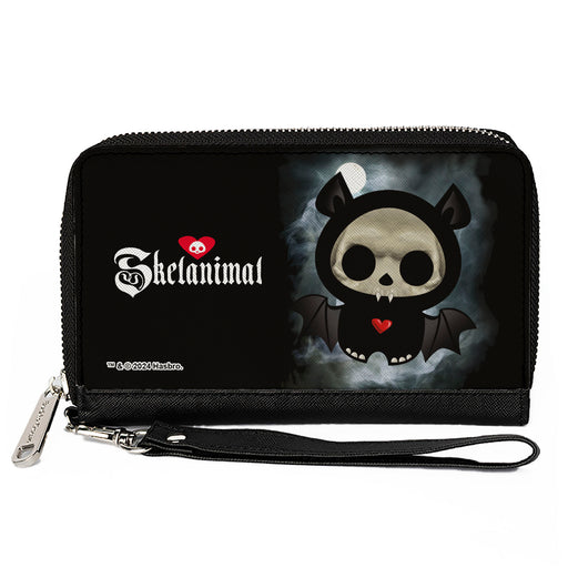 PU Zip Around Wallet Rectangle - SKELANIMALS Diego the Bat Fog Pose and Title Logo Black/White Clutch Zip Around Wallets Hasbro