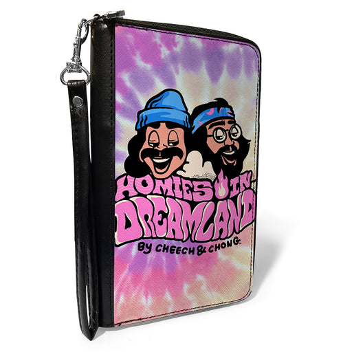 PU Zip Around Wallet Rectangle - Cheech and Chong HOMIES IN DREAMLAND Title Logo Tie Dye Pinks Clutch Zip Around Wallets Homies in Dreamland by Cheech & Chong   