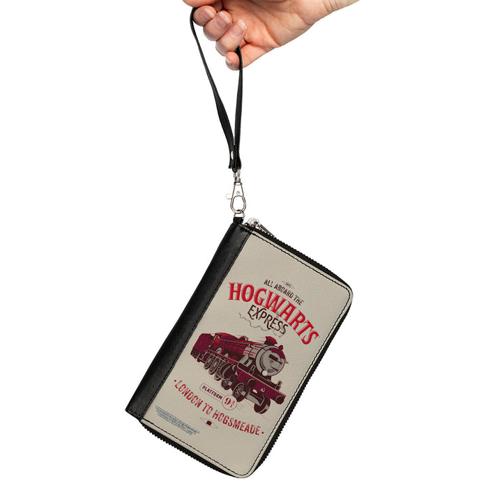 Women's PU Zip Around Wallet Rectangle - Harry Potter ALL ABOARD THE HOGWARTS EXPRESS Train Beige Reds Clutch Zip Around Wallets The Wizarding World of Harry Potter   