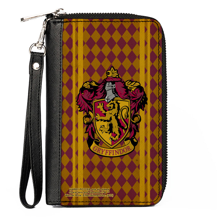 PU Zip Around Wallet Rectangle - GRYFFINDOR Crest Stripes/Diamonds Red/Golds Clutch Zip Around Wallets The Wizarding World of Harry Potter   