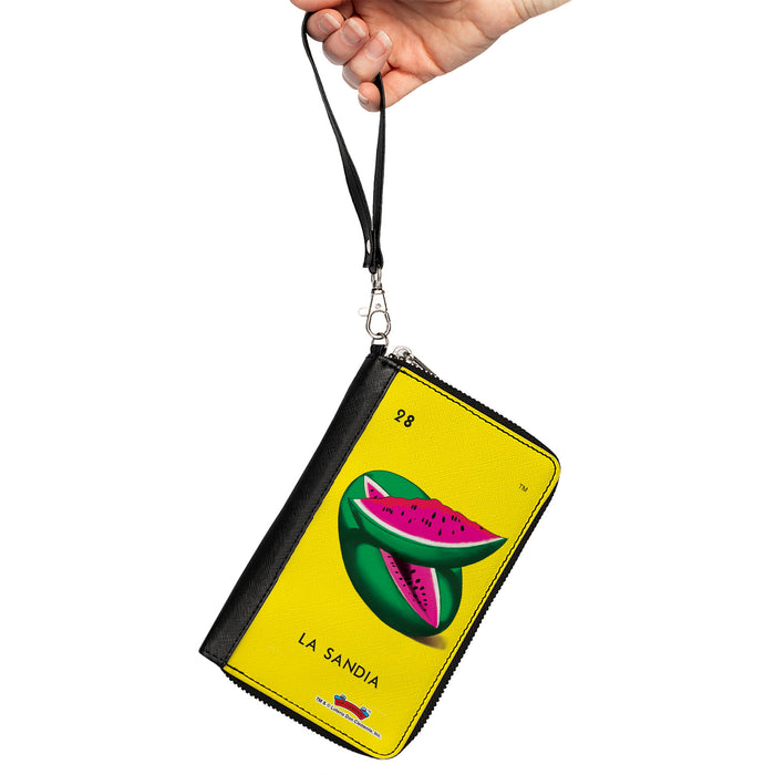 Women's PU Zip Around Wallet Rectangle - Loteria LA SANDIA Watermelon Card Yellow