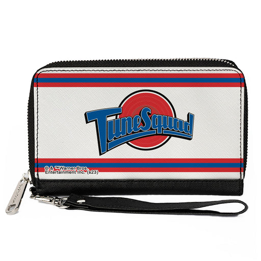 PU Zip Around Wallet Rectangle - Space Jam TUNE SQUAD Logo Stripe White/Red/Blue Clutch Zip Around Wallets Looney Tunes   