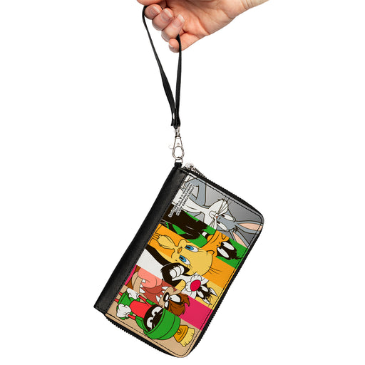 PU Zip Around Wallet Rectangle - Looney Tunes 6-Classic Character Blocks Multi Color Clutch Zip Around Wallets Looney Tunes   