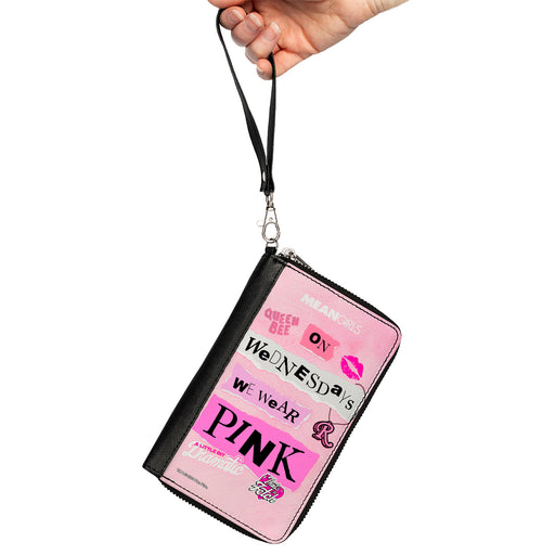 PU Zip Around Wallet Rectangle - MEAN GIRLS Plastics Quotes Collage Pinks Clutch Zip Around Wallets Paramount Pictures   