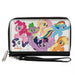 PU Zip Around Wallet Rectangle - My Little Pony Mane Six and Spike Action Poses Group White Clutch Zip Around Wallets Hasbro   