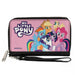 PU Zip Around Wallet Rectangle - MY LITTLE PONY Title Logo and Mane Six Group Pose Pink Clutch Zip Around Wallets Hasbro   