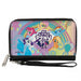 PU Zip Around Wallet Rectangle - MY LITTLE PONY Mane Six Neon Lines Rainbow Pose and Title Logo Multi Color Clutch Zip Around Wallets Hasbro   