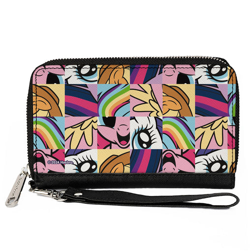 PU Zip Around Wallet Rectangle - My Little Pony Friendship is Magic Close-Up Blocks Collage Clutch Zip Around Wallets Hasbro   