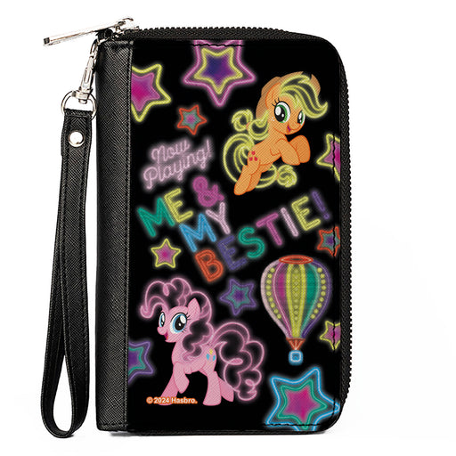 PU Zip Around Wallet Rectangle - My Little Pony Pinkie Pie and Applejack ME & MY BESTIE Neon Art Black/Multi Color Clutch Zip Around Wallets Hasbro   