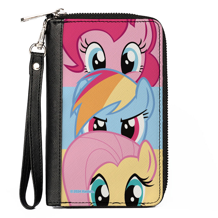 PU Zip Around Wallet Rectangle - My Little Pony Pinkie Pie Rainbow Dash Fluttershy Face Stack Clutch Zip Around Wallets Hasbro   